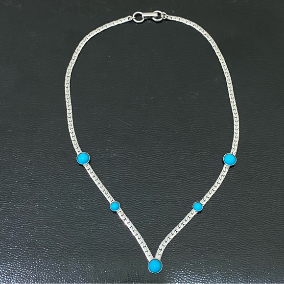 SARAH COVENTRY “Summer Skies”Faux Turquoise Micro Cabochon Silver-tone Necklace - Picture 4 of 12